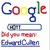 A collage of six distinct pixelated images featuring text and graphics related to Edward Cullen, including a Google search interface, heart symbols, and character depictions.