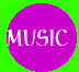 Four circular purple icons with white 'MUSIC' text on gray and green backgrounds, one showing a pixelated edge effect.