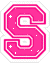 Two identical pink block letters S with white outlines and small white plus signs scattered across the surface, set against a gray background.