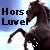 Pixelated icon shows dark horse silhouette against blue gradient background with partial text 'Horse Lover' in blocky font.