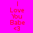 A static image with bright pink background and red text reading "I Love You Babe <3" arranged in a pattern, with cyan rectangular overlays on some sections