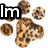 six paw print icons with text labels, each featuring a brown and black spotted pattern on white background