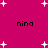 Magenta background with scattered white plus signs and four instances of the text 'nina' in black pixelated font.