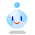 A 4x3 contact sheet of a pixel-art animated icon showing a blue and white snowball-like character with changing facial expressions across 12 frames.