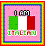 Pixelated icon with pink background, green-white-red vertical bars, and 'ITALIA' text below; bordered by rainbow stripes.