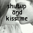 Black text 'shutup and kiss me' appears over a grayscale image of two people kissing, with a heart symbol replacing the 'o' in 'kiss' in the second frame.