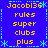 Blue background with yellow text and cyan decorative elements arranged in a pattern