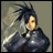 A 48x48 pixel buddy icon featuring a side-profile anime character with spiky black hair and dark clothing on the left, paired with "Anime IM" text in white pixelated font on a black background to the right.