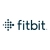 Pixelated icon featuring a diamond-shaped grid of dark and light gray squares to the left of lowercase 'fitbit' text in dark gray on white background.