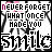 identical pixelated icons featuring text 'NEVER FORGET WHAT ONCE MADE YOU smile' with varying pink color accents on letters and small star symbols in the background