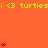 Yellow text 'i <3 turtlesi' repeats across an orange background with red heart stacks of varying heights scattered throughout.