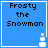 Blue square icon with black text 'Frosty the Snowman' and a white snowman graphic in the bottom-right corner.