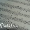 A grayscale icon with a textured background of repeating musical notes and a stylized text reading 'Passion' at the bottom.