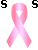A pink breast cancer awareness ribbon with changing text above it across three vertical , each showing a different arrangement of black letters on white background
