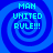 Four identical blue spiral backgrounds with cyan text reading "MAN UNITED RULE!!!" arranged in a