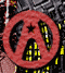 Red circular icon with black inner shape and yellow background, featuring star above inverted 'A' symbol
