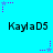 A static image with a bright cyan background featuring repeated black text "KaylaD5" and scattered purple star-shaped pixel clusters.