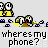 Pixelated character with yellow shirt and blue pants holds a phone, asking 'wheres my phone?' in speech bubbles while text changes from 'ARE YOU' to '...OKAY?'.