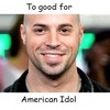 A static image shows a person with a shaved head wearing a black shirt, with text above and below the head.