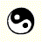 Static 48x48 pixel buddy icon featuring a black and white yin-yang symbol on a light yellow checkered background with visible dithering and anti-aliasing edges.