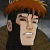 Pixelated cartoon-style icon of a person with brown hair and dark clothing against a gray background, static single-frame image.