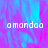 Pixelated text 'amandaa' appears in white on a pink and blue gradient background with a gray rectangular overlay.