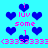Pixelated blue hearts and pink text on cyan background, with repeated 'i luv some 1' phrases and '(333333)' symbols in a pattern