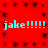 Red background with repeating black starburst patterns and cyan text reading "jake!!!!!" in two horizontal