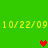Green background with yellow text "10/22/09" repeated twice, red heart in center, brown hearts on right side at different vertical positions.
