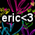 Pixelated icon with white text 'eric<3' over a black background featuring colorful abstract shapes in pink, yellow, green, and blue.