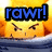 Yellow cartoon character with angry expression and 'rawr!' text above, partially obscured by blue border.