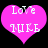 Two identical pink heart-shaped icons with white text reading 'Love' and 'NIKE' on a black background, each showing pixelated text artifacts.