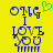 Yellow background with blue pixelated text "OMG I LOVE YOU" and a green heart symbol above the text, displayed in two side-by-side frames.