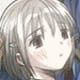 Anime-style character with light brown hair and blue eyes, transitioning from a full face to a close-up of the right eye with a blush on the cheek.