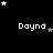 Black background with white pixelated text 'Dayna' repeated across three , surrounded by scattered white and gray stars in various sizes and positions
