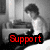 Six- of pixelated images with overlaid text: black-and-white scenes, a smiling person in gray shirt, and a stage performer. Text reads Support, Diabetes, Research, Do It For, Nick<3