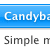 Blue gradient banner with white pixelated text 'Candyba' above gray pixelated text 'Simple m' on a white background.