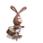 Animated contact sheet of a brown bunny character holding an Easter basket with colorful eggs, displayed across 8 frames in a 3x3 grid layout.