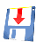 Animated sequence of a blue floppy disk with yellow top edge and red downward arrow, rotating through multiple angles against white background.