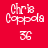 Four display 'Chris Coppola' text with '36' below, each on distinct background colors: red, dark red, black, and maroon