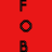 Red background with vertically stacked black pixelated letters F, O, and B in a bold sans-serif style.