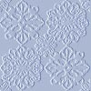 Static pattern of four light blue snowflake designs on a pale gray background, each with intricate geometric and floral details.