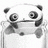 Pixelated grayscale image of a panda with large circular eyes and dark patches around them, positioned next to a black background with white text reading "AnimeIM" and "com".