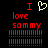 Pixelated red text and symbols on black background with two identical side-by-side layouts showing 'I love sammy' in blocky font.