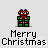Pixelated green gift box with red ribbon bow, multiple variations of the box and bow animation, text 'Merry Christmas' below each icon.