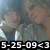 Pixelated static image showing a person with light skin and dark hair holding a white object, with text "5-25-09<3" at the bottom.