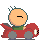 Pixel art character with light skin and dark green hair sits in red vehicle, expression neutral, wearing green shirt.