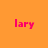 Four identical pixelated text elements reading 'lary' in bright pink on a split background of orange, coral, and magenta squares.