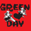 Pixelated red background icon with bold black text "GREEN DAY" and a stylized heart symbol formed by two cartoon figures in grayscale.