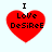 Four red heart-shaped icons with black text "I Love DeSiReE" arranged in a , each displaying slight variations in pixelation and size